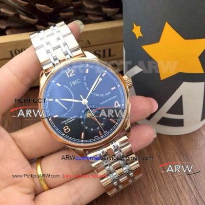 Perfect Replica IWC Portugieser Moon phase Watch Two Tone Rose Gold